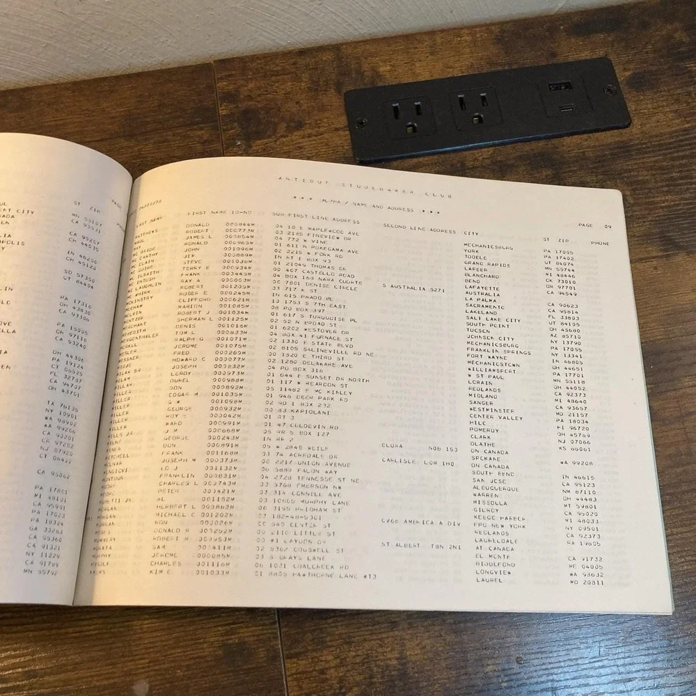 Antique Studebaker Club 1978 Roster Monrovia CA Cannon Vtg Ephemera